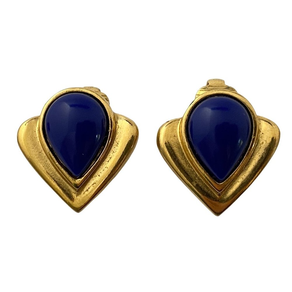 Vintage‎ Gold and Blue Statement Earrings